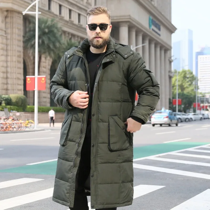 Chaqueta de plumón de pato para hombre, abrigo largo grueso y cálido por encima de la rodilla, talla grande, marca de invierno