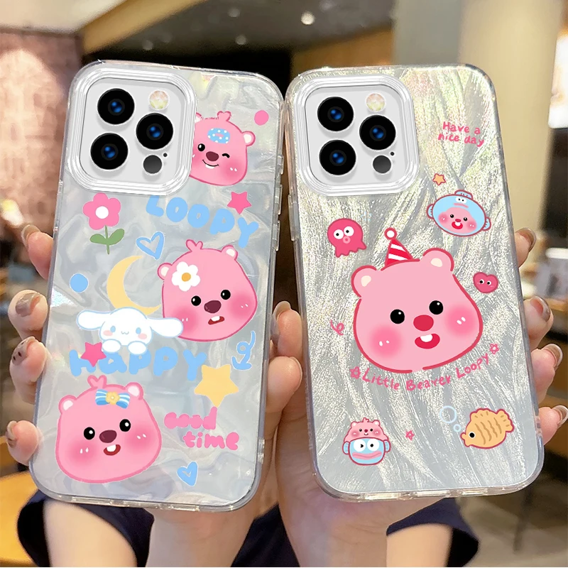 

Lovely Korea Cartoon L-Loopy Gradient Phone Case for iPhone 16 15 14 13 12 11 8 7 6 Pro Max Plus XS XR Hard Dustproof Back Cover