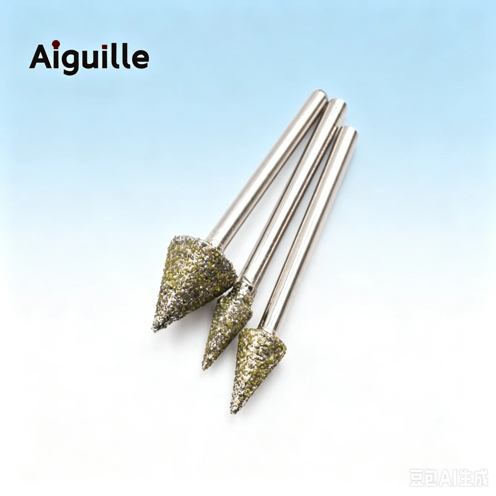 Aiguille 20pcs Conical Diamond Grinding Heads Umbrella-Shaped Burrs 60# 3mm Shank for Stone Polishing Shaping and Carving
