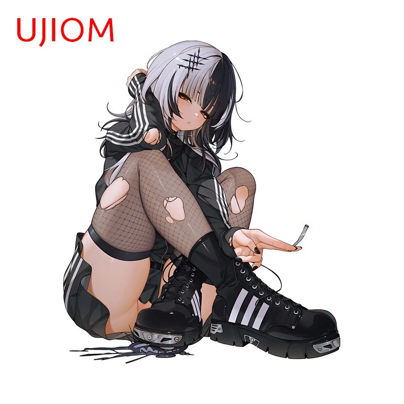 UJIOM Cute Gothic Anime Girl Graphics Wall Sticker Creative Personality Surfboard Decal Chic Scratch Proof Bathroom Accessories