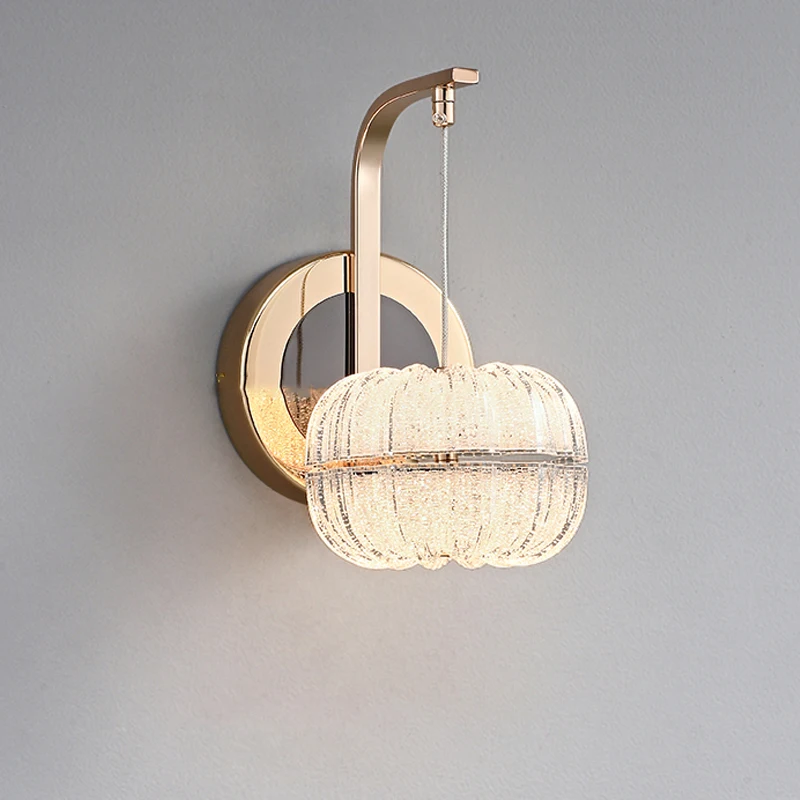 

Pumpkin wall lamp bedside bedroom French cream wind light luxury living room background wall designer master