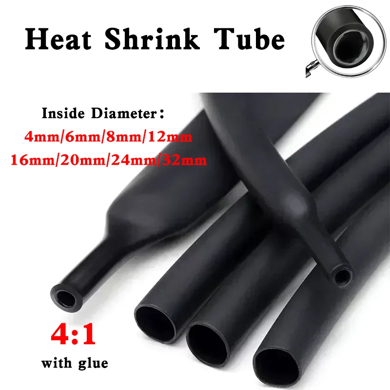 

10Meter/100M 4:1 Heat Shrink Tube With Glue Thermoretractile Shrinkable Tubing Dual Wall 4 6 8 12 16 20 24 32mm