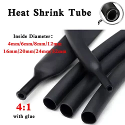 10Meter/100M 4:1 Heat Shrink Tube With Glue Thermoretractile Shrinkable Tubing Dual Wall 4 6 8 12 16 20 24 32mm