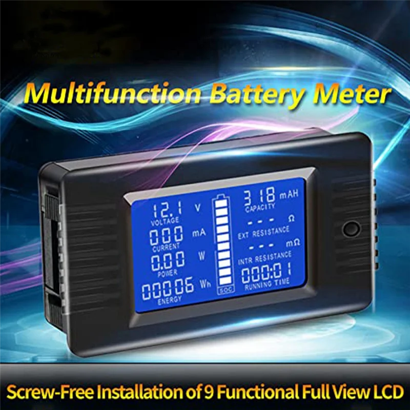 New DC Battery Monitor Power Meter Ammeter Digital DC 0-200V Shunt 100A Multimeter, Meter Voltmeter Capacity Tester