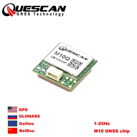 QUESCAN M10Q M10 GPS GNSS 모듈(안테나 포함) GPS GLONASS Galileo BeiDou 수신기 NMEA UBX-M10050-KB,1-25Hz,22*20mm