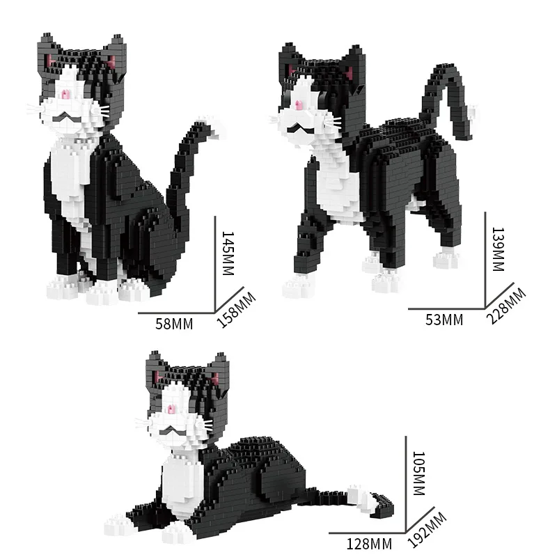 3-in-1 Kat Micro-Bouwstenen Set Balody Cartoon Dierenfiguur Model Educatief DIY Speelgoed Verzamelbaar Cadeau