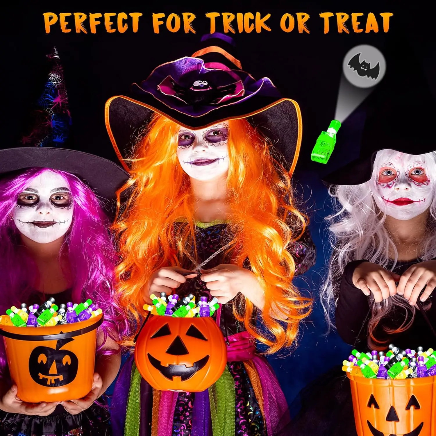 Halloween Party Favors for Kids,36Pcs LED Light Up Finger Lights Halloween Goodie Bag Pinata Fillers Treats,Spooky Glowing Toys