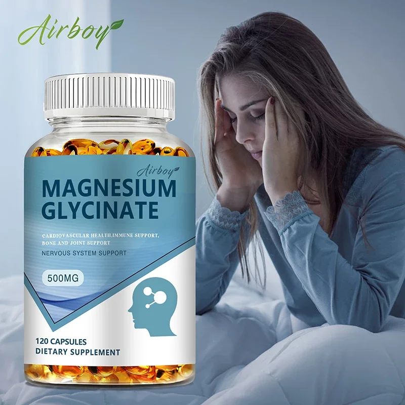 Magnesium Glycinate - Nerves System, Improve Mood Nervous, Muscles Recovery, Heart Health, Sleep Quality Support