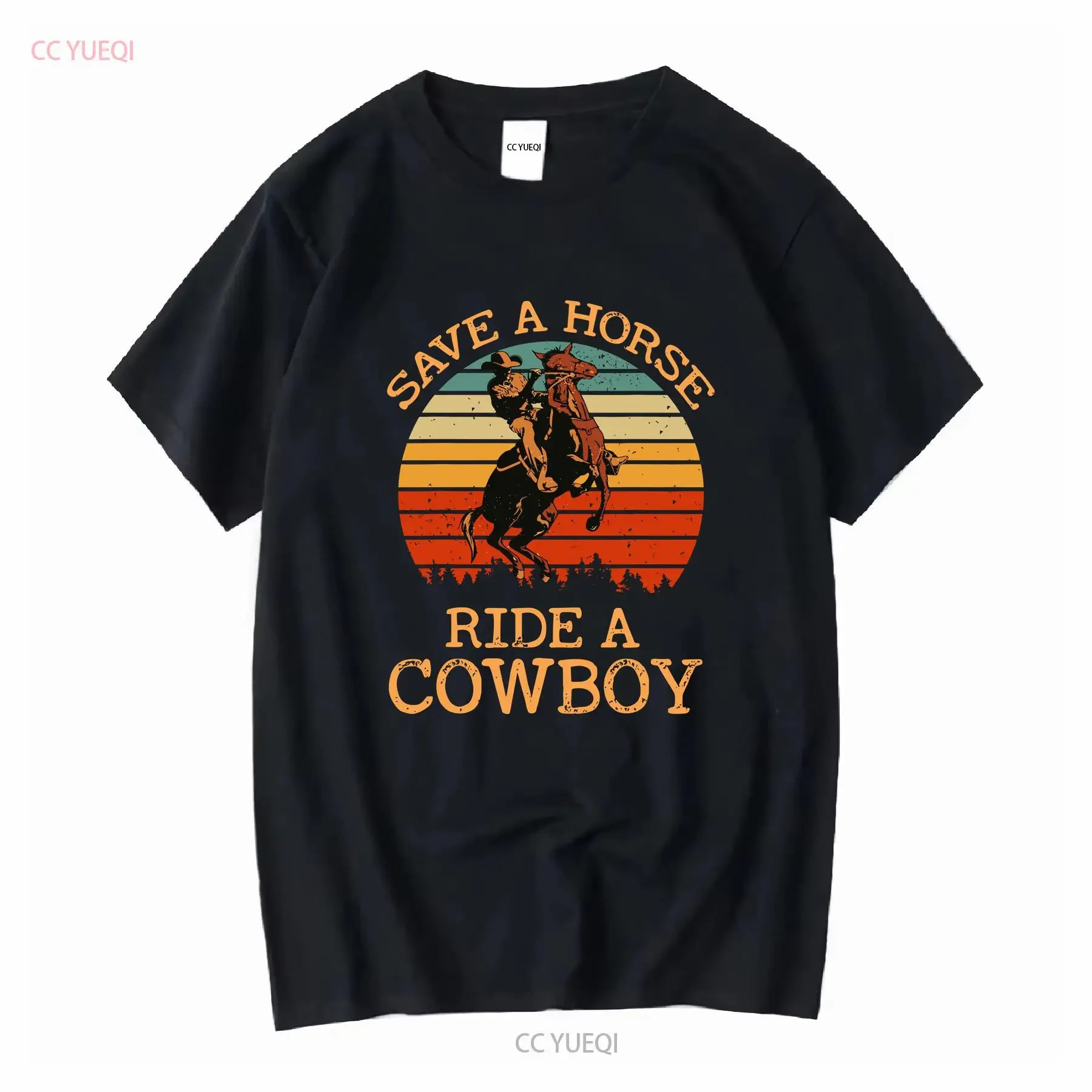 Horse Lover Vintage Save A Ride Cowboy-T-Shirt im Vintage-Stil, gewaschen, weich, bequem, atmungsaktiv, vielseitiges Oberteil für den Alltag