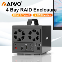 MAIWO 4 Bay RAID External Hard Drive Enclosure with HDMI Port 3.5'' Type-C to SATA HDD SSD Enclosure Support 7 RAID Mode