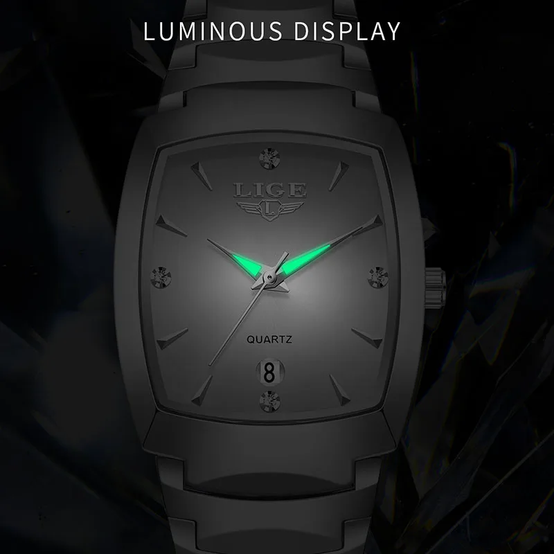 LIGE Fashion Elegant Women's Quartz Wristwatch Outdoor Sports Waterproof Watches For Women Luxury Square Bracelet Watch Women