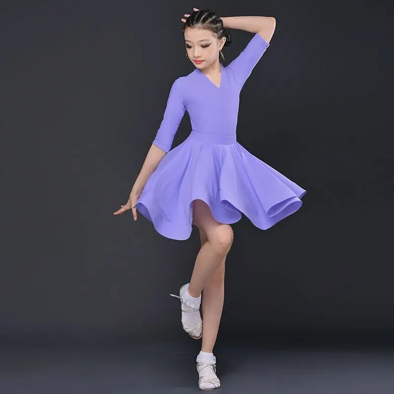 Ropa de competición profesional de baile latino para niñas, Falda de baile dividida, ropa de entrenamiento, disfraces de rendimiento de escenario