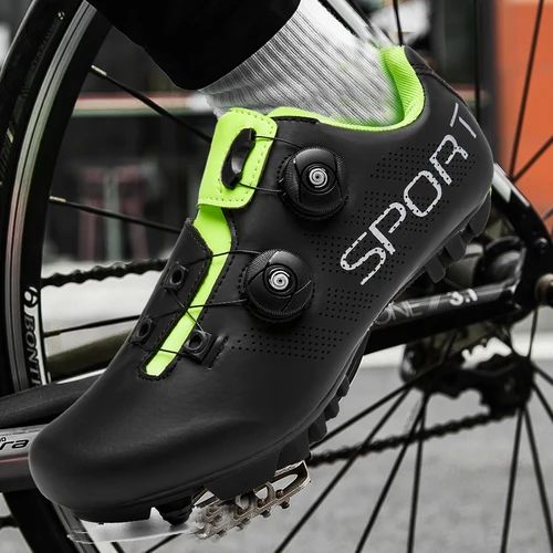 Imagen 2 del producto 2025 zapatillas de ciclismo Mtb con tacos hombres deportes de carbono zapatos de bicicleta de velocidad mujeres carreras de montaña plana SPD calzado de ciclismo de carretera