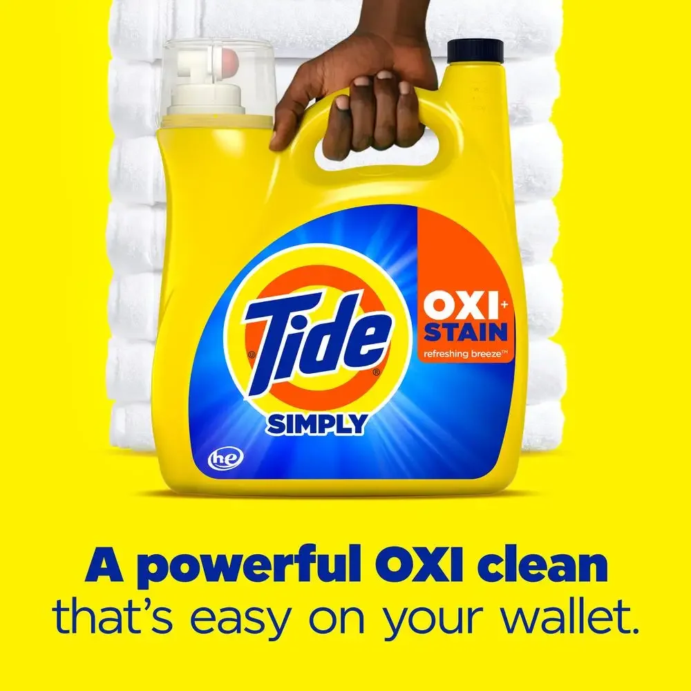 Ultra Powerful Tide Simply OXI Boost Ultra Stain Release Laundry Detergent 105 oz 74 Loads s Tough Stains 99% Removal Refreshing