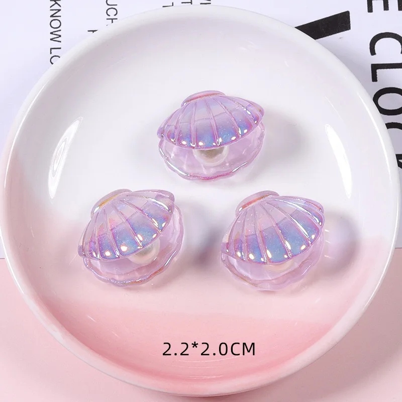 Mini cabujones de resina de concha nacarada Kawaii, accesorios de horquilla para fiesta, manualidades decorativas, 10 piezas, J65