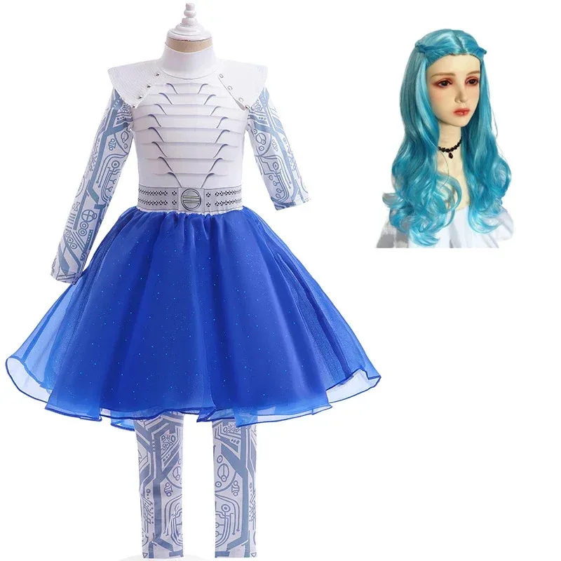 좀비 3 애디슨 외계인 어린이 옷 소녀 치어리더 드레스 코스프레 의상 어린이 판타지아 할로윈 생일 파티 팬시 XQb;4.