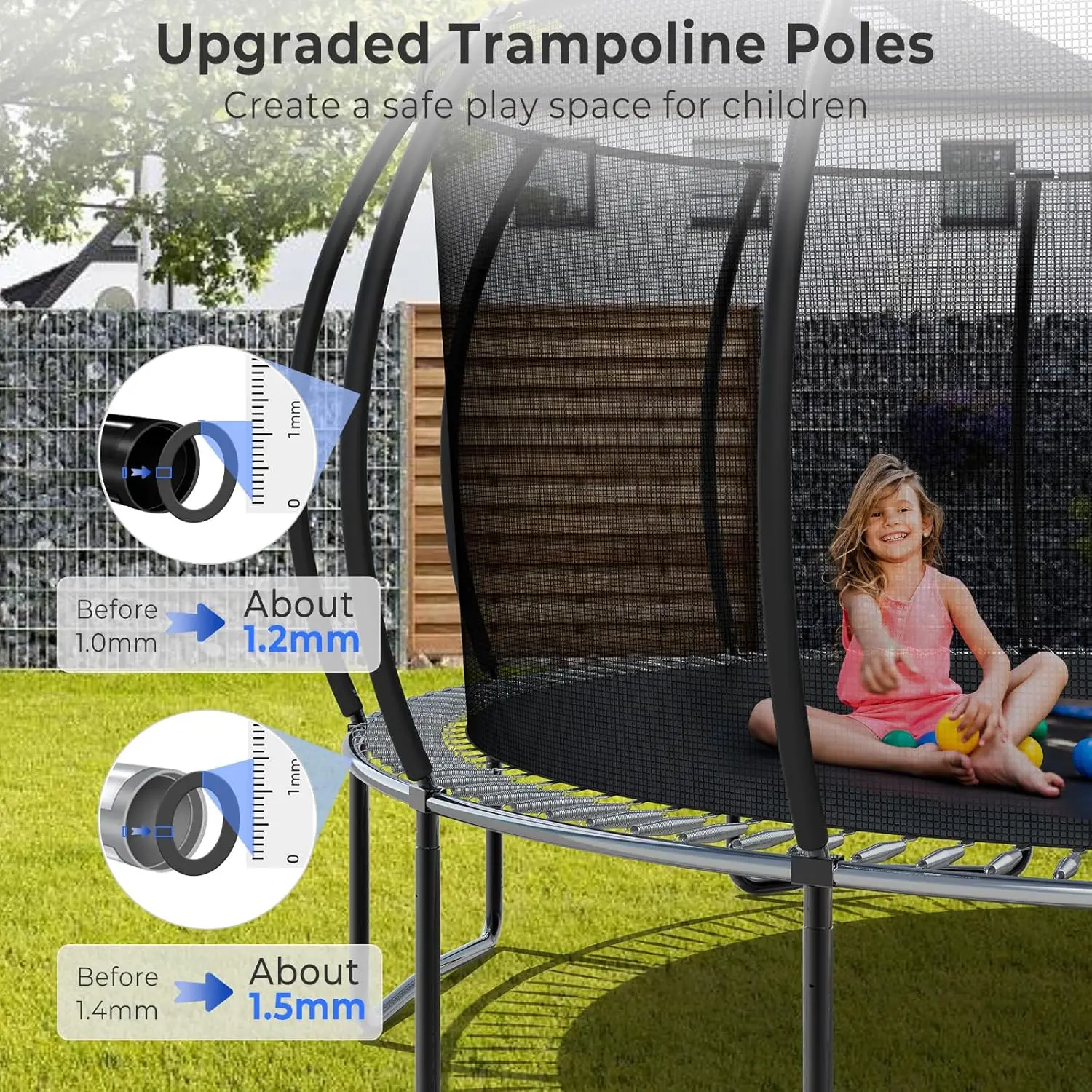 Trampoline for Kids and Adults, Pumpkin Trampolines with Curved Poles, Recreational Trampoline