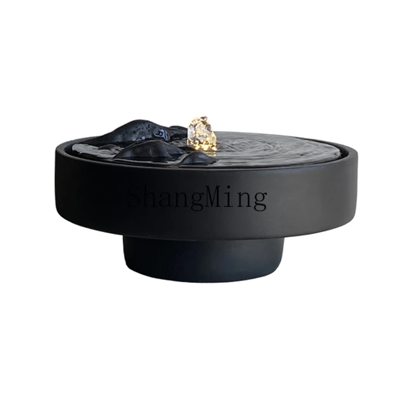 

HJ Flowing Water Fountain Chinese Landscape Waterscape Ornament Office Desktop Water Bowl Home Accessories