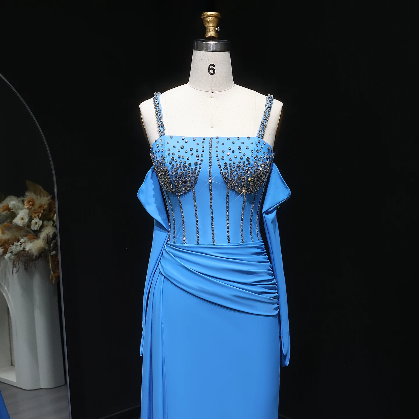 Sharon Said Luxuriöse Meerjungfrau-Abendkleider 2026 mit Handschuhen Damen-Hochzeitspartykleider mit Kristallen SH569 Maßanfertigung – Detail 4