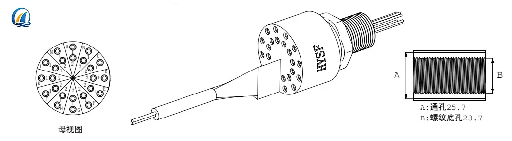 Multi core split 24pin waterproof male cable connector for customized underwater systems