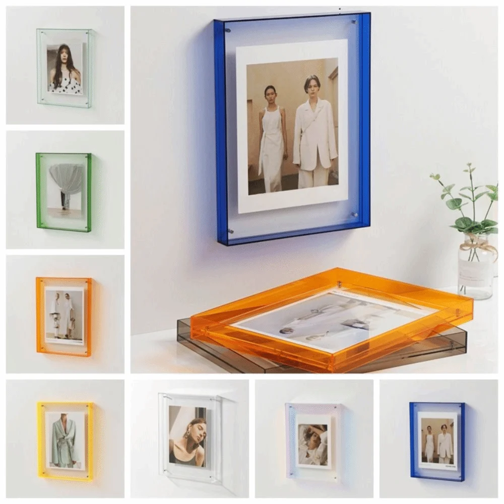 Acrylic Transparent Acrylic Photo Frame Transparent Thickened Colorful Square Photo Frame Wall