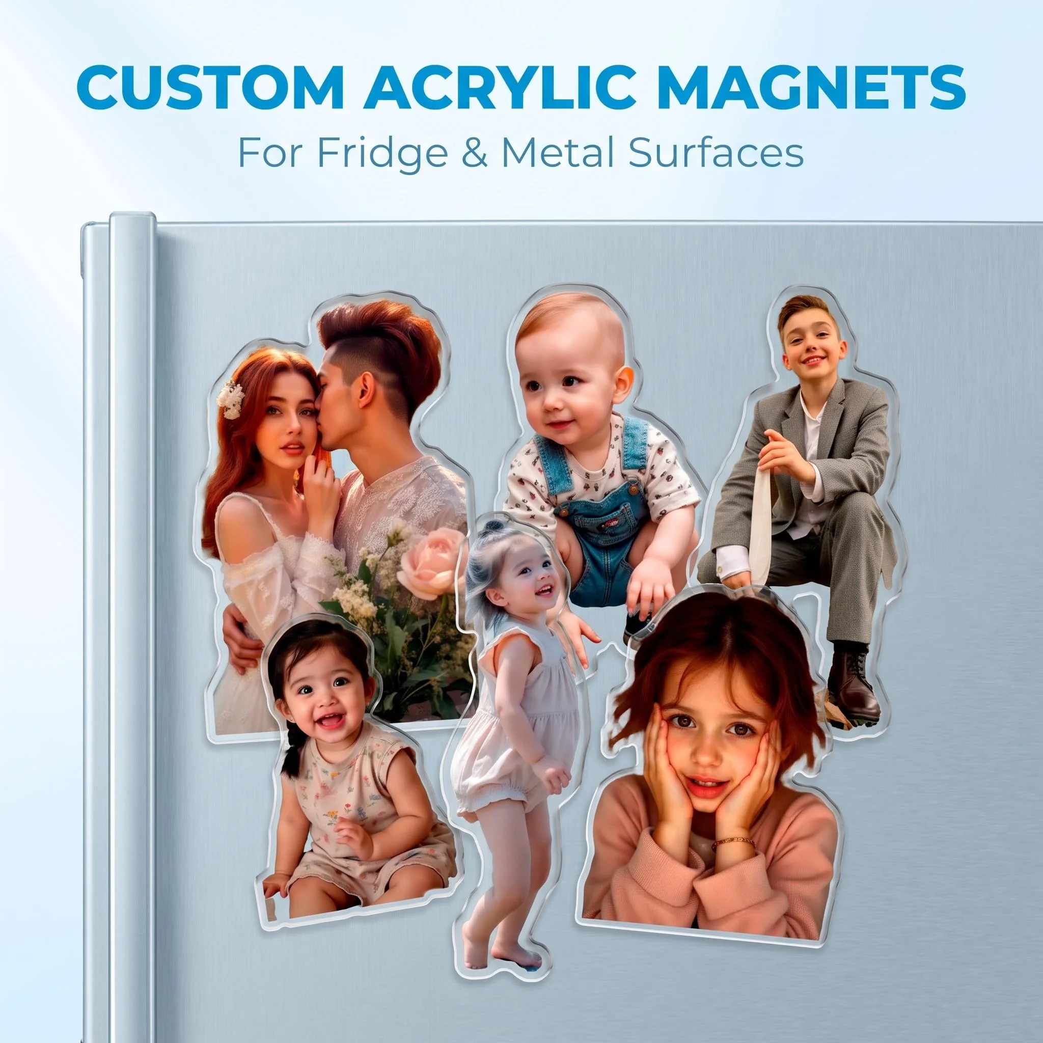 Custom-shaped Acrylic Photo Fridge Magnet with a Fully Magnetic Back, Suitable for Attaching to Metal Surfaces Like Refrigerator