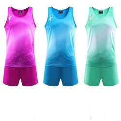 New Track And Field Running Uniform Quick Dry Sport Vest and Shorts Breathable Marathon Clothes Men Sprint Sportswear