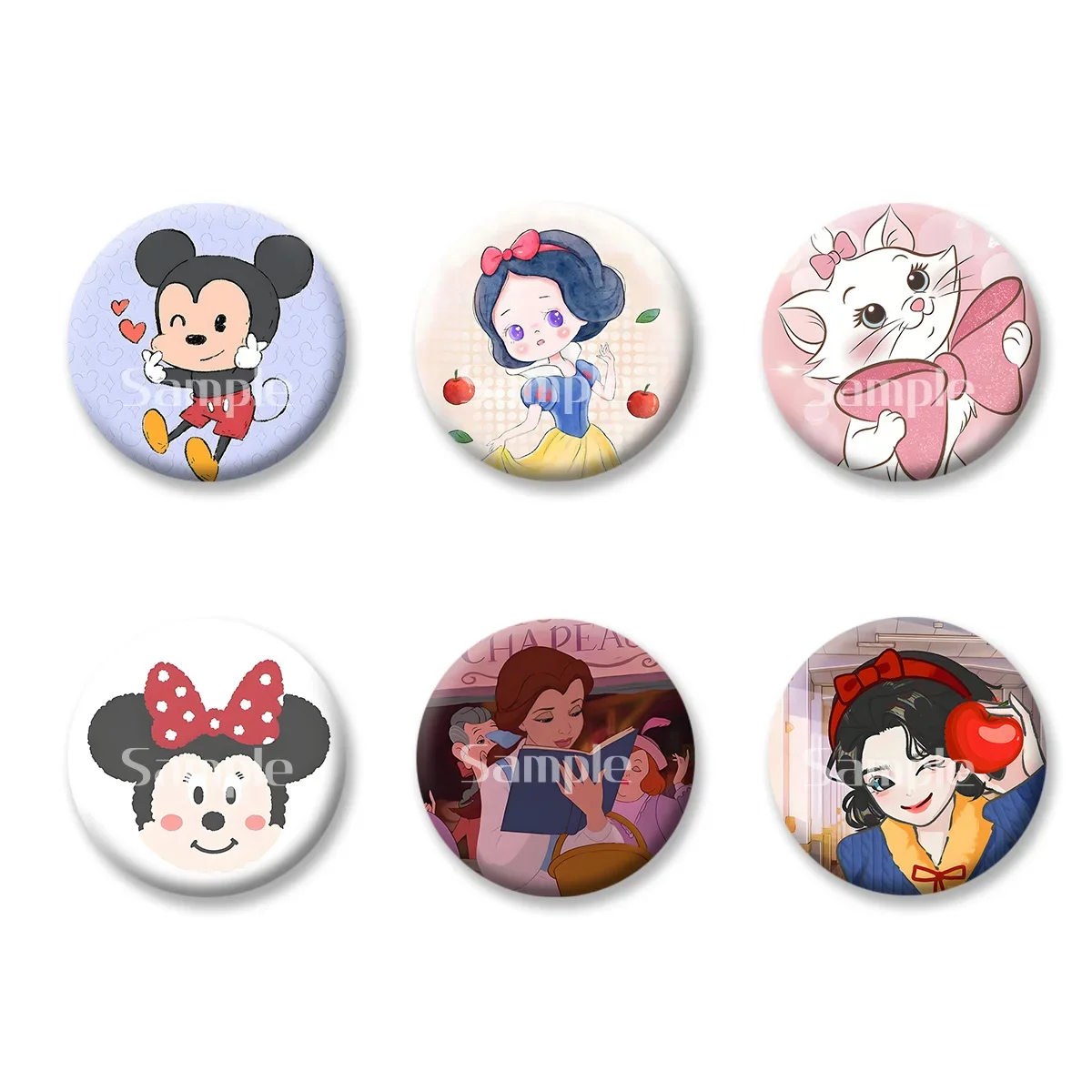 

Карты со значками принцессы Диснея, аниме, мультфильм, милый стиль, брелки для девочек, удобное зеркало для макияжа, магнит на холодильник, аксессуары ACG