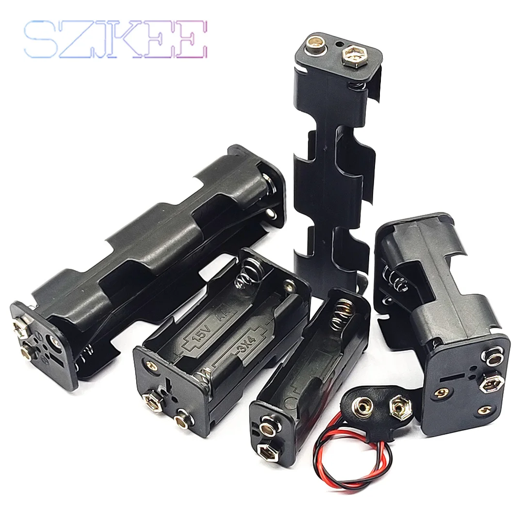 AA Battery Holder Double-Sided AA Battery Box Back-To-Back 2/4/6/8 Slots AA Box Series Connection With 9V Battery Buckle Optiona