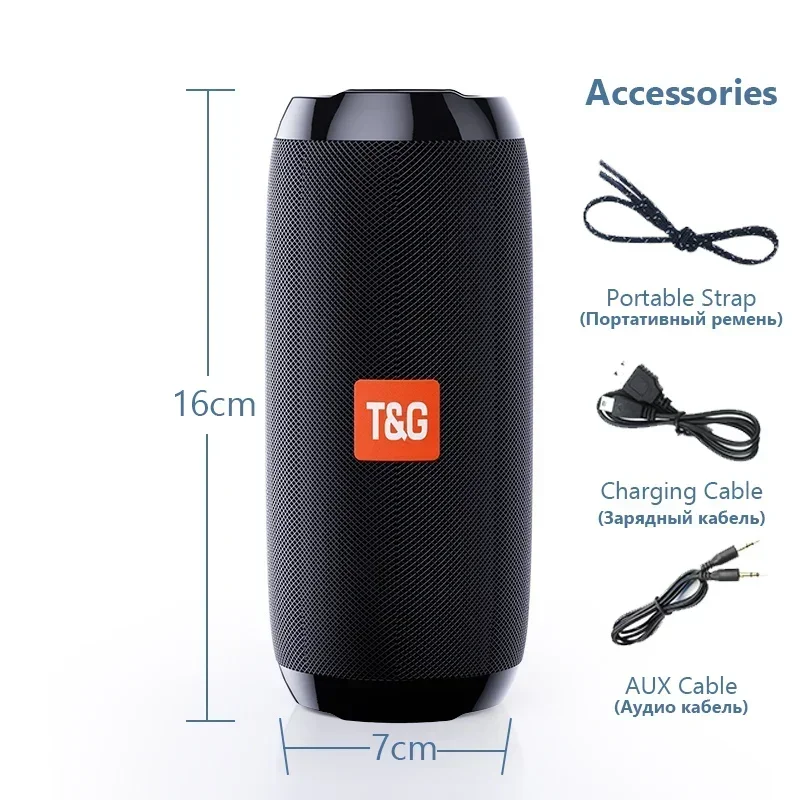 TG117 Portable Bluetooth Speaker Outdoor Wireless Woofer Free Call /FM/TF Card/USB Flash Drive Connect Mobile Phone/Tablet/TV view 6