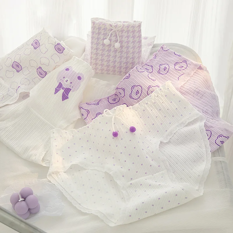 5 pz/set New Cute Little Bear mutandine di cotone slip per ragazze mutandine Sexy per le donne stampa biancheria intima traspirante Plus Size