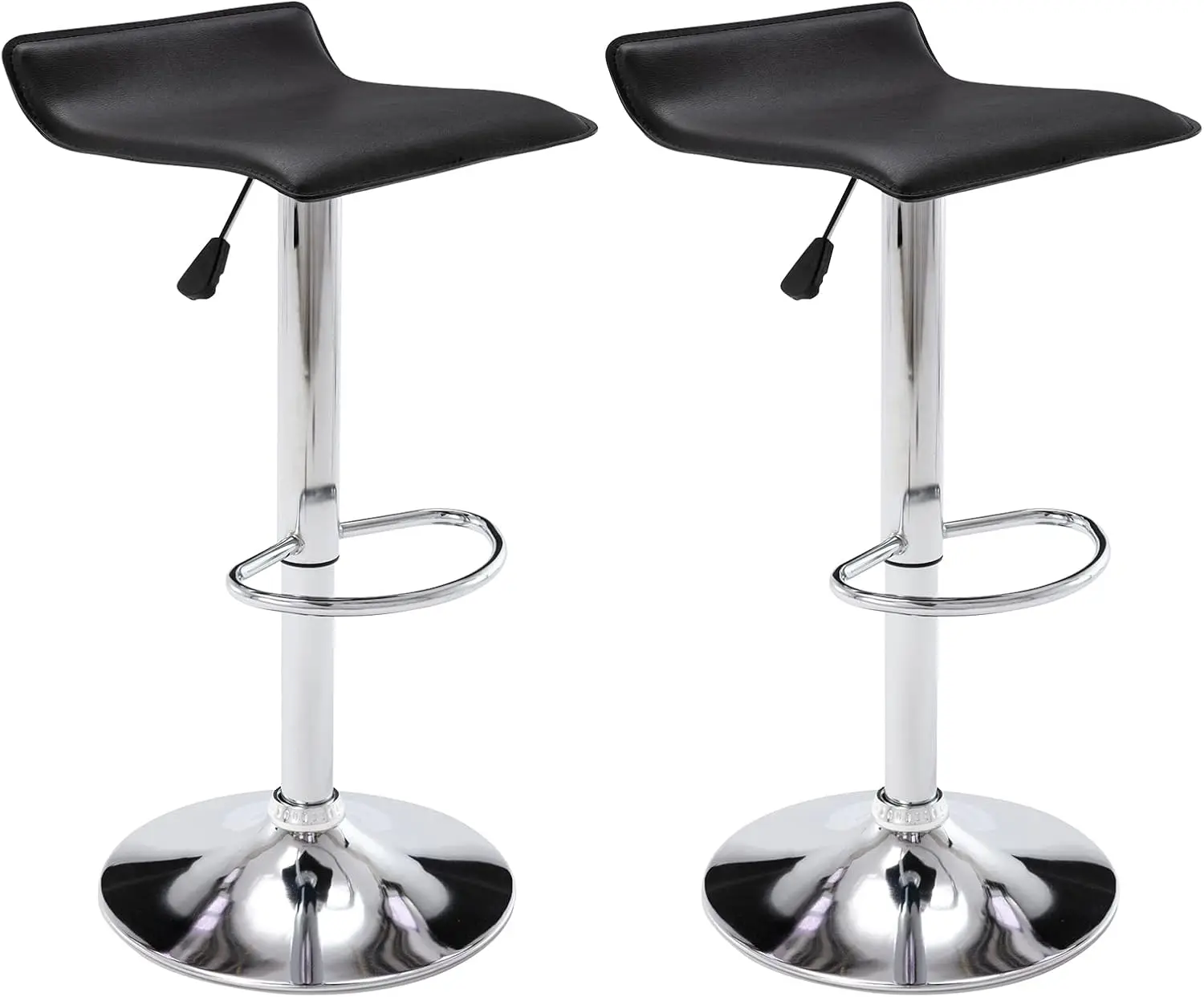 Vogue Furniture Direct Adjustable Bar Stools Set Of 2, Modern Swivel Pu Leather Airlift Barstools, Backless Kitchen Counter