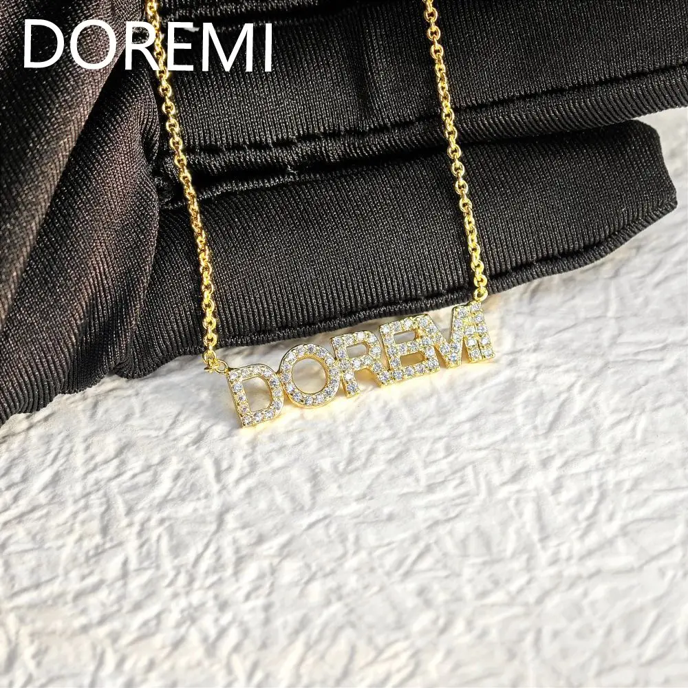 

DOREMI Dainty Custom Necklace Nameplate Chains6mm/9mm Letters Name Crystal Necklace Initial Name Necklaces Personalized