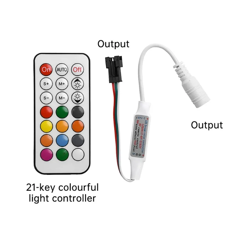 21-Key Color Light Strip Controller LED Light Strip Controller Mini Dimming RF Remote Control 5V 12V 24V