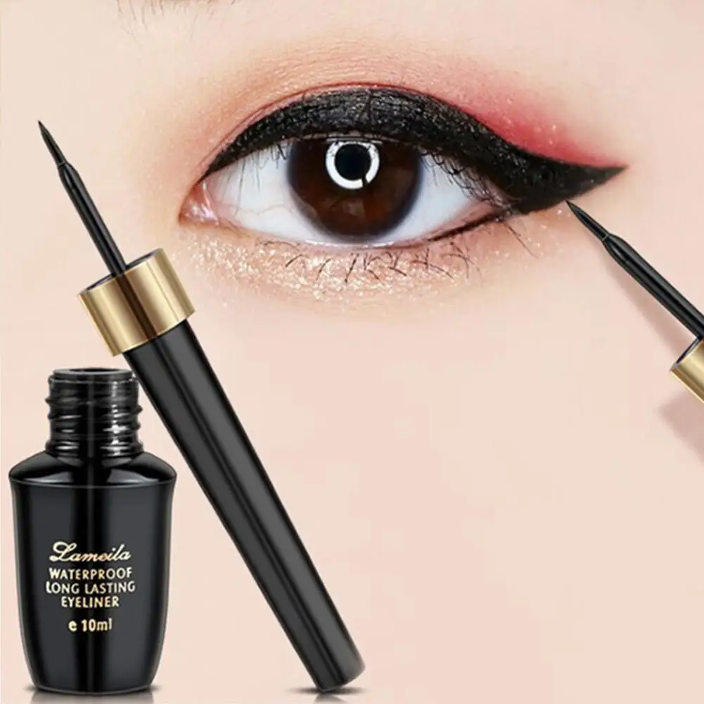 Eyeliner liquide imperméable à l'eau pour femme, stylo colle, séchage rapide, résistant à la transpiration, maquillage des yeux, cosmétiques sans bavures, 10ml, J5W7