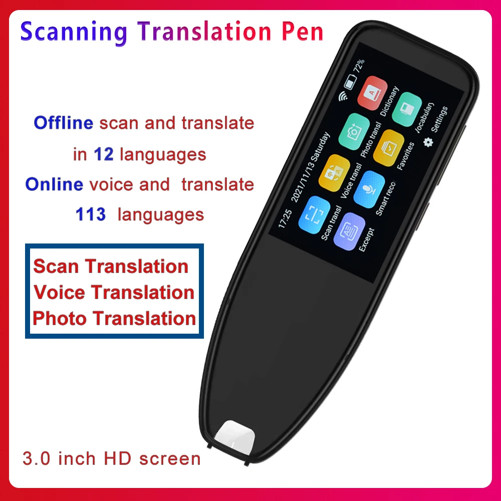 Dictionary Translation Pen Scanner Text Scanning Reading Translator Device Multilingual Scanner Support 113 Languages translate