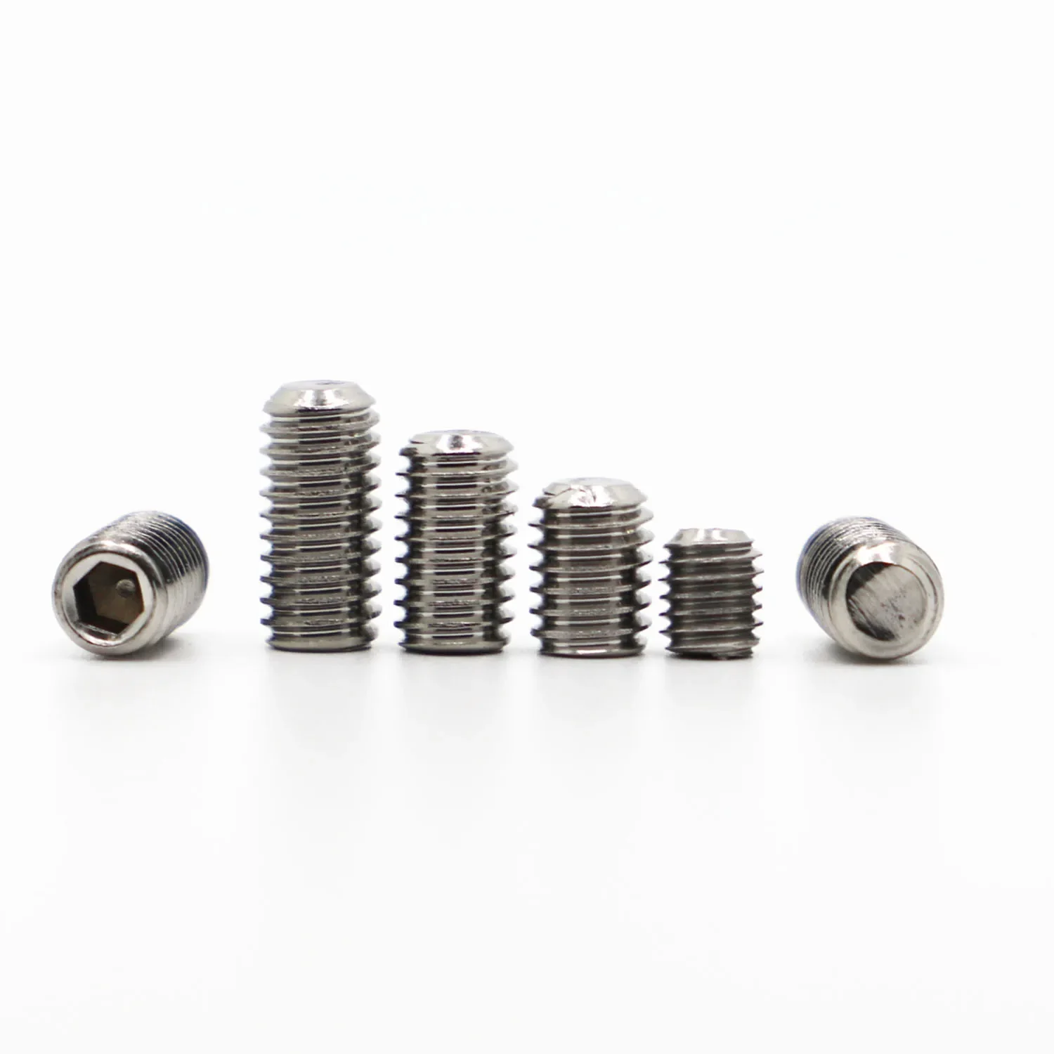 Tornillos hexagonales de acero inoxidable, juego de tuercas Grub, M2, M2.5, M3, M4, M5, M6, M8, DIN916, 304, 5 a 50 unidades