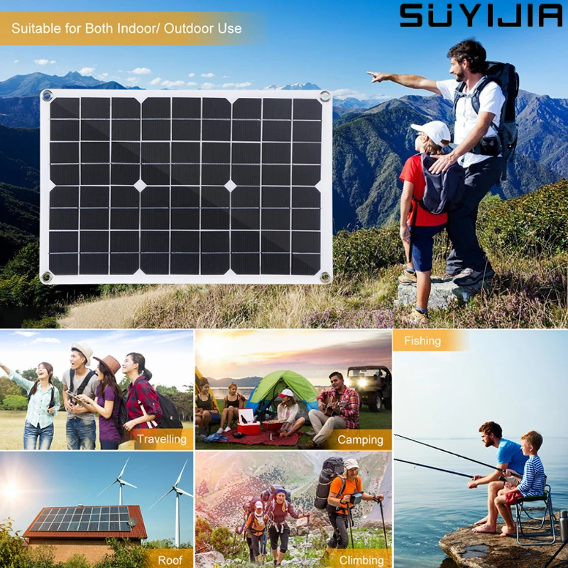 

New 20W 5V 18V Flexible Solar Panel for Mobile Phone Action Camera Car Boat Battery Charging USB DC5521 Dual Output Solar Panel