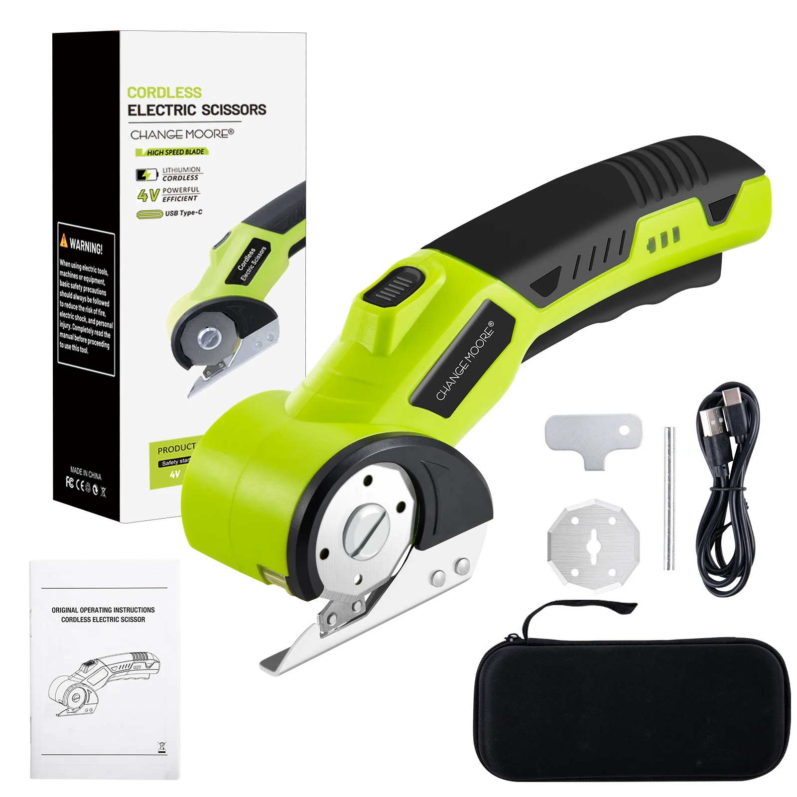CHANGE MOORE Electric Cutting Machine Set 2000mAh Circular  Electric Lithium Battery Scissor USB Charging Cutting FabricLeather