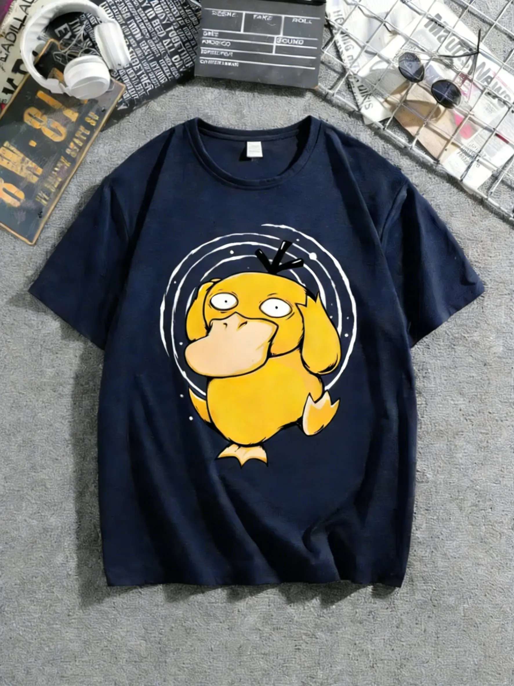 

Oversized Graphic T Shirt Man Women Psyduck Printed 2026 Summer Y2k Short Sleeve Tee Top Streetwear Casual Parent-child Clothing