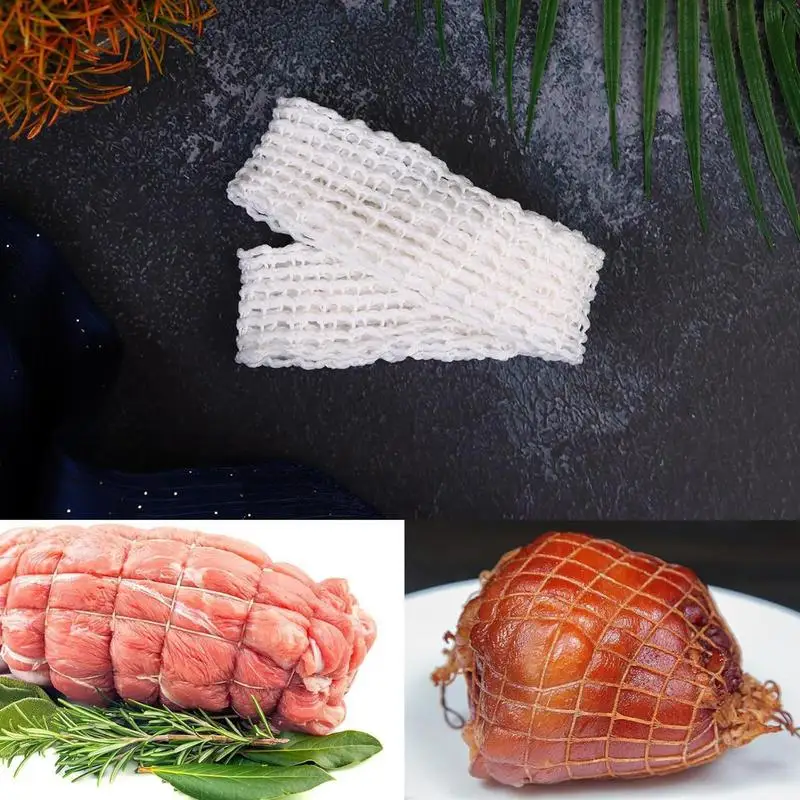 Meat Netting Tube 4 Rolls Food Grade Meat Wrapping Net 1m2m Smoked Meat Poultry Ham Netting Meat Butcher Twine Net For Kitchen