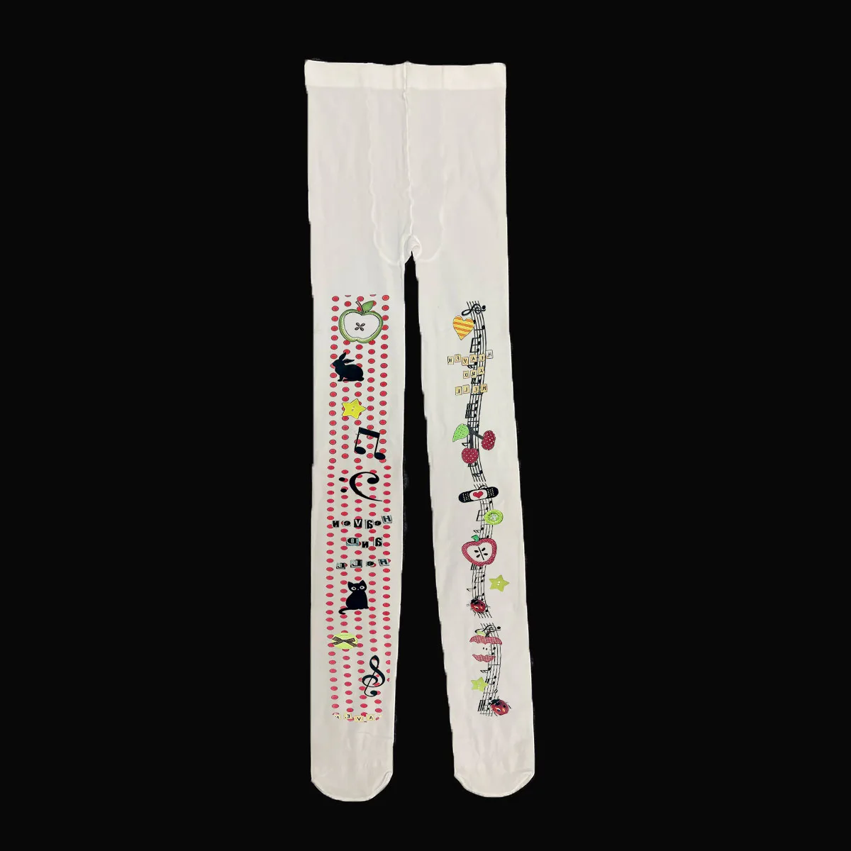 Y2K style white cartoon printed pantyhose Harajuku fashion casual role-playing cute socks Kawaii 2000s Emo girl essential outfit