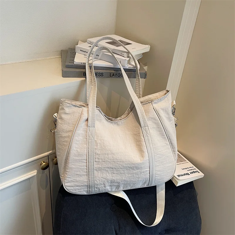 

Простая сумка через плечо в японском стиле, большая вместительная универсальная сумка с текстурированной ручкой для женщин, легкая дорожная сумка для хранения