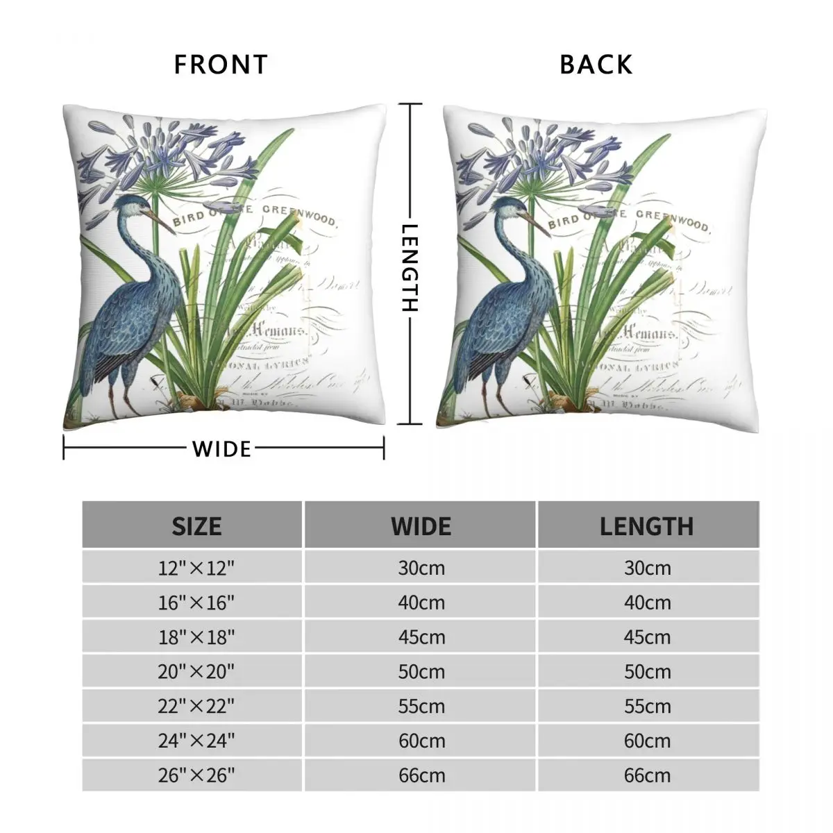 The Blue Heron Promenade Pillowcase Polyester Linen Velvet Printed Zip Decor Throw Pillow Case Bed Cushion Cover