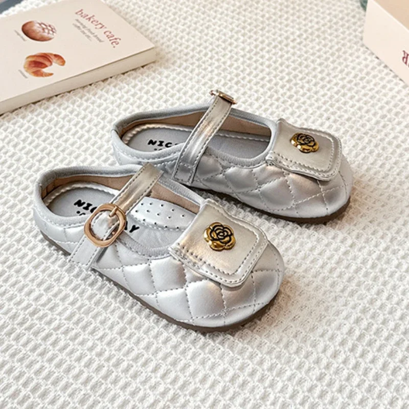 

2025 Children Leather Shoes for Girls Summer New Fashion Korean Style Soft Bottom Anti-slippery Versatile Chic Princess Shoes