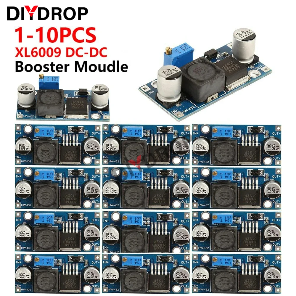 1-10PCS XL6009 4A Boost Converter Step Up Adjustable 15W 5-32V to 5-50V DC-DC Power Supply Module LM2577 Step-up Module