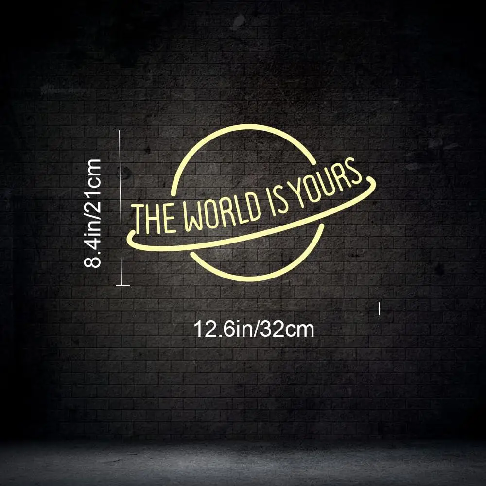 The World Is Yours Neon Sign USB Dimmable LED Lights For Man Cave Home Bar Club Cafe Wedding Game Room Bedroom Wall Decoration
