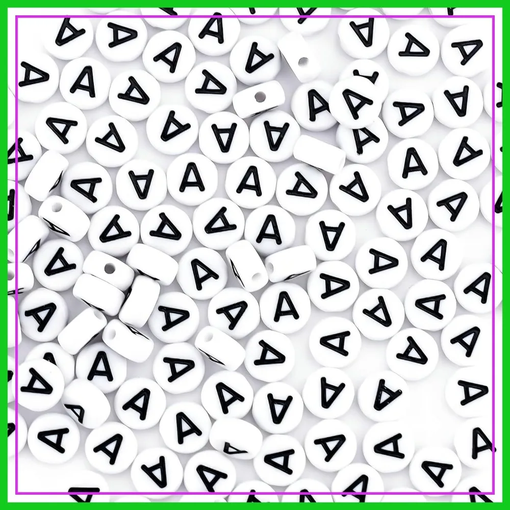 300 piezas de cuentas de letras blancas de 4x7 mm para hacer pulseras, cuentas redondas del alfabeto con vocales A