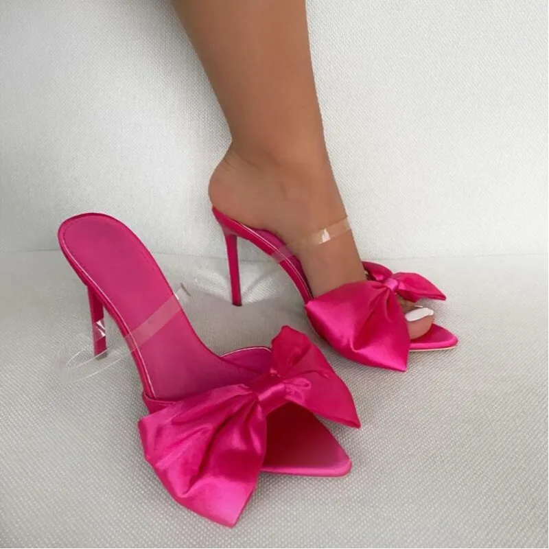 Fahsion Women's Spliced Bows Solid Color Pumps 2024 Autumn High-heeled Shoes Female 1LS047