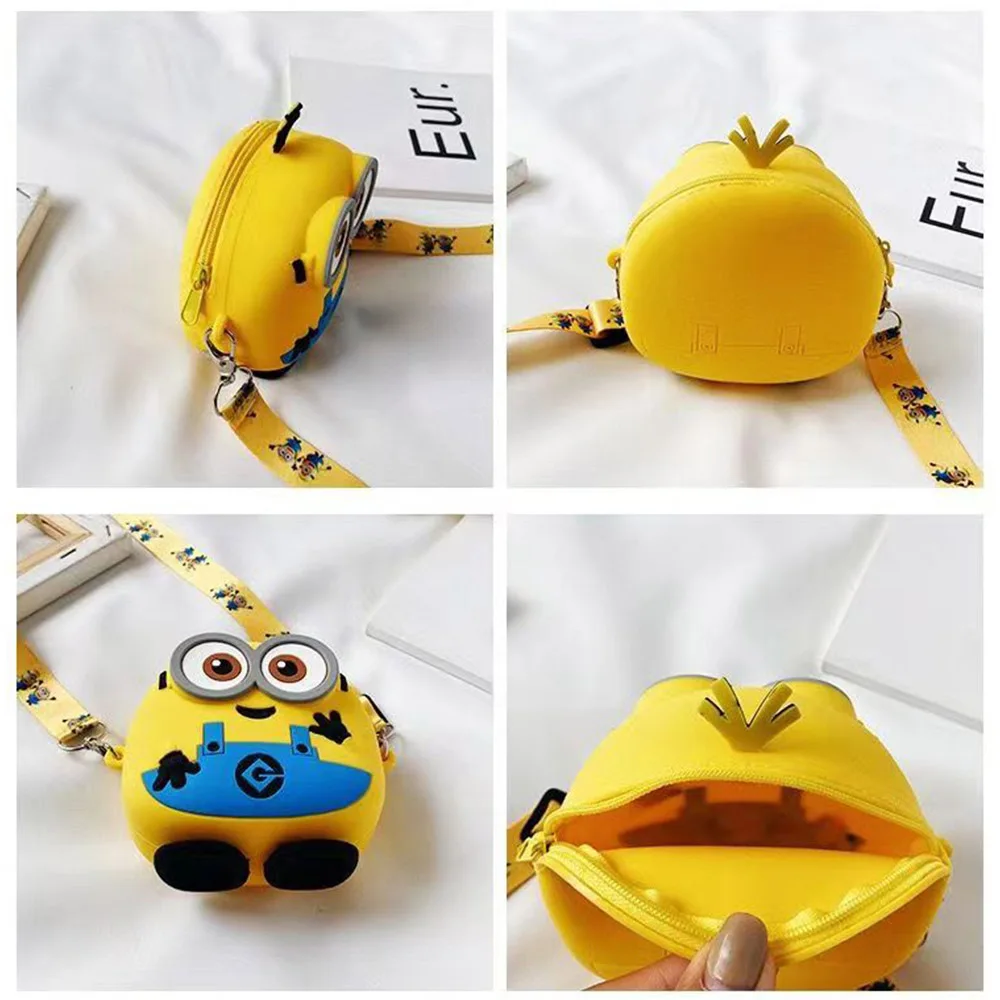 Minionki Anime torba silikonowa Kawaii dziecięca torba typu Crossbody wodoodporny portfel z zabawkami kreskówka etui na monety torebka tornister